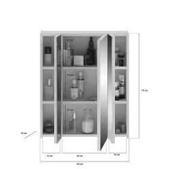 Meublorama Meuble de rangement avec miroirs et LED Blanc laqué KLEANKIN
