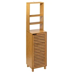Colonne De Salle De Bains|5Five Meuble de rangement Colonne en Bambou 1 Porte H 168 cm