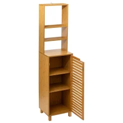 Colonne De Salle De Bains|5Five Meuble de rangement Colonne en Bambou 1 Porte H 168 cm