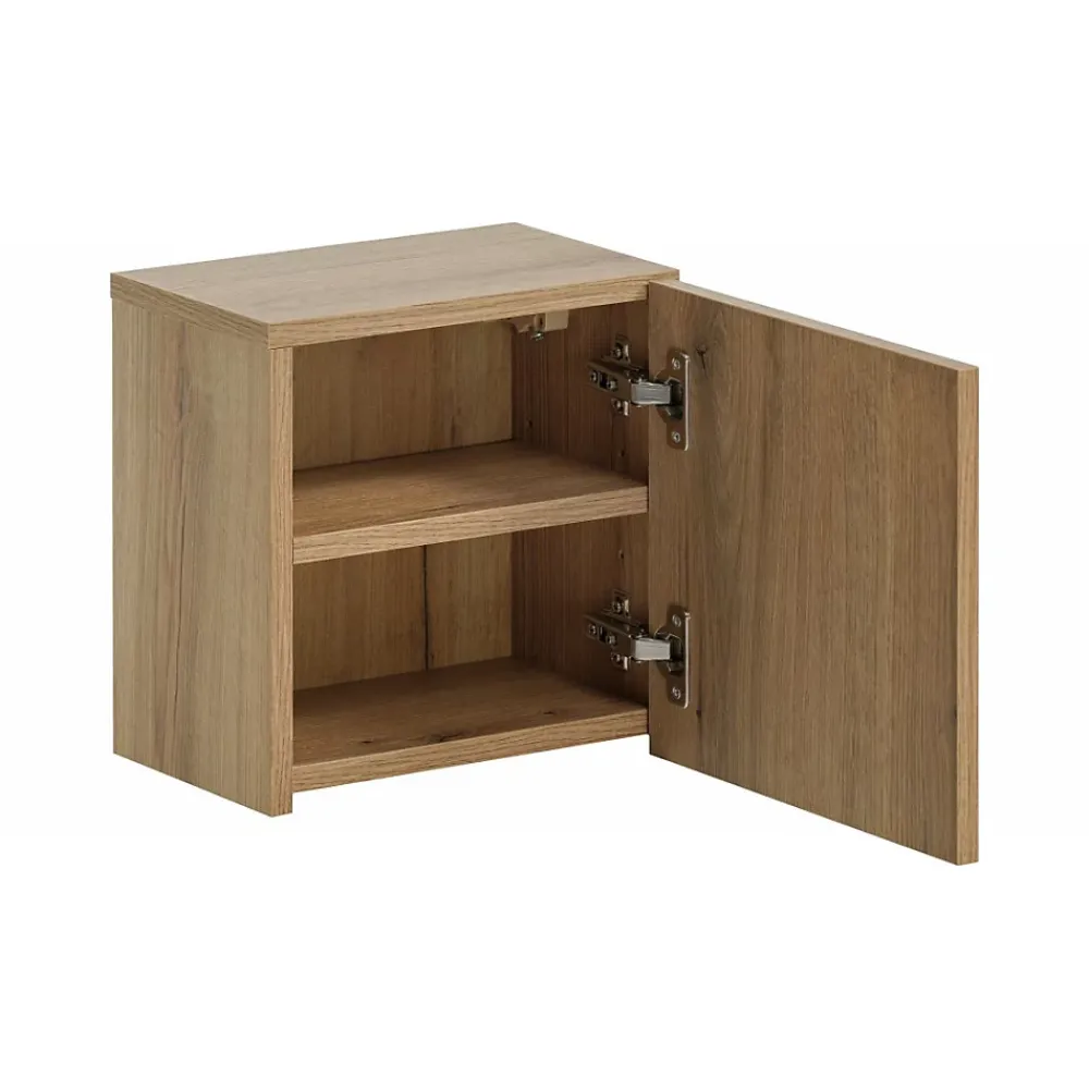 Armoire De Salle De Bains|Meublorama Meuble de rangement de salle de bain VANO 1 porte Coloris chene L20 x P57 x H18 cm Meuble suspendu