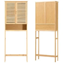 Armoire De Salle De Bains|[En.Casa] Meuble de rangement Geta pour WC à 2 portes 170 x 66 x 23 cm en.casa
