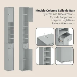 Sobuy Meuble de Rangement Meuble Colonne Armoire de Toilette, BZR34-HG,