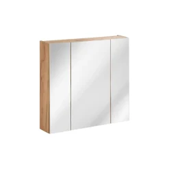 Meublorama Meuble de rangement NALYA 75 cm Chene clair 3 portes avec miroirs suspendu