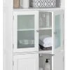 Giantex Meuble de Rangement pour Salle de Bain avec 3 Parties, Rangement 6 Niveaux avec 2 étagères Ouvertes et 2 Compartiments, Blanc