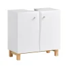 Meuble Sous-Vasque|Sobuy Meuble de Rangement pour Salle de Bain avec 2 Portes, BZR92-W,