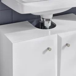 Meuble Sous-Vasque|Sobuy Meuble de Rangement pour Salle de Bain avec 2 Portes, BZR92-W,