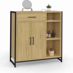 Armoire De Salle De Bains|IDMarket Meuble de rangement salle de bain DETROIT 1 tiroir 2 portes placard et étagères design industriel