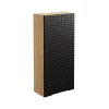Armoire De Salle De Bains|Meublorama Meuble de rangement salle de bain VELNIA 1 porte 35 cm Coloris chene clair et noir Meuble suspendu