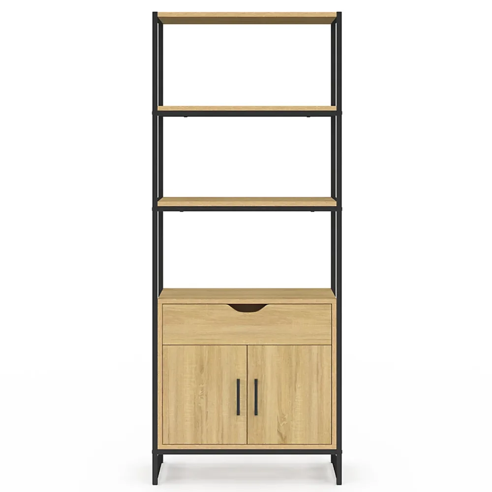 Armoire De Salle De Bains|IDMarket Meuble de rangement salle de bain DETROIT 3 étagères 1 placard 1 tiroir design industriel