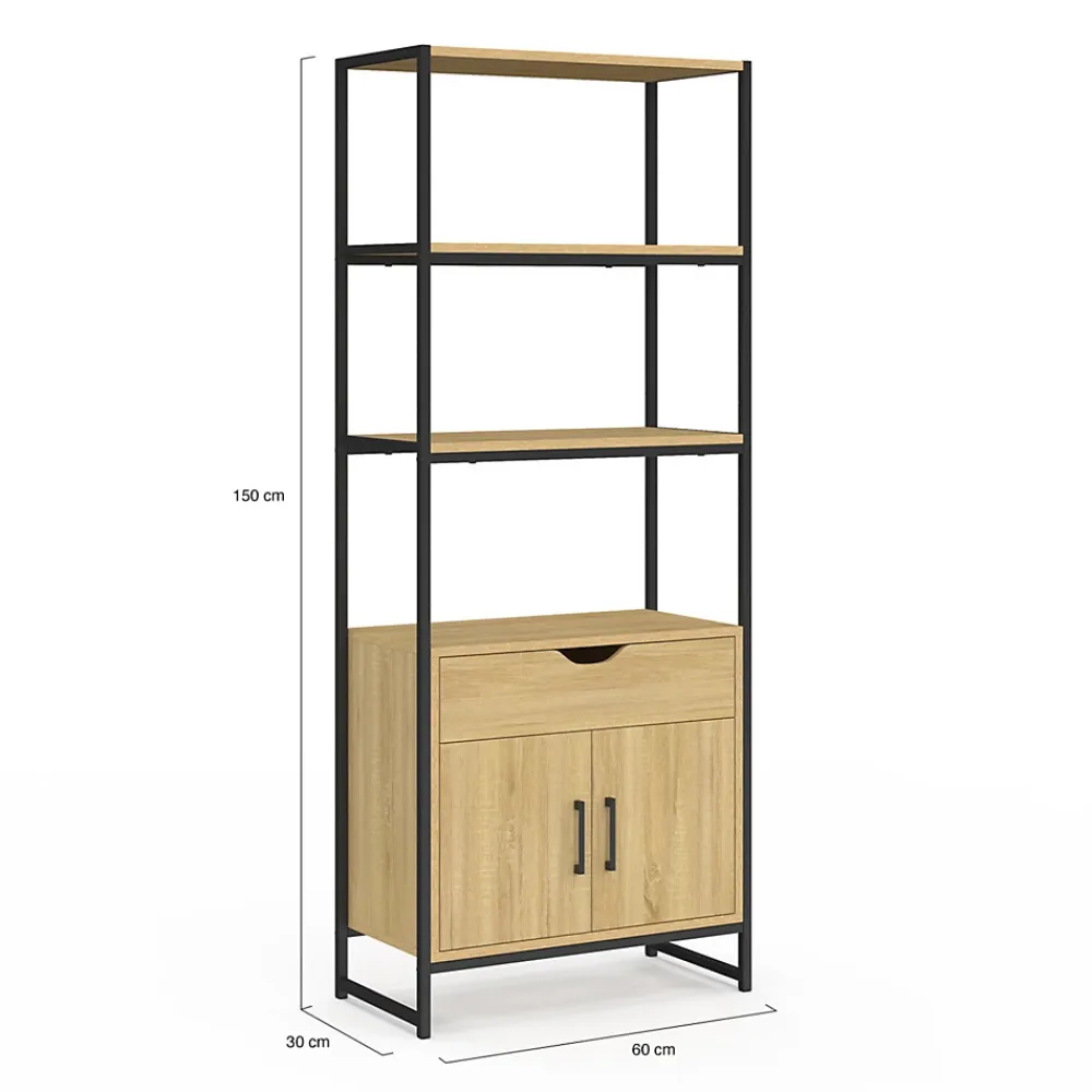 Armoire De Salle De Bains|IDMarket Meuble de rangement salle de bain DETROIT 3 étagères 1 placard 1 tiroir design industriel