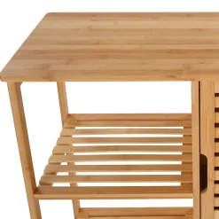 IDMarket Meuble de rangement salle de bain bambou BEA 3 étagères avec placard