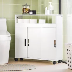 Sobuy Meuble de Rangement Salle de Bain Armoire WC pour Papier Toilette, BZR02-W,