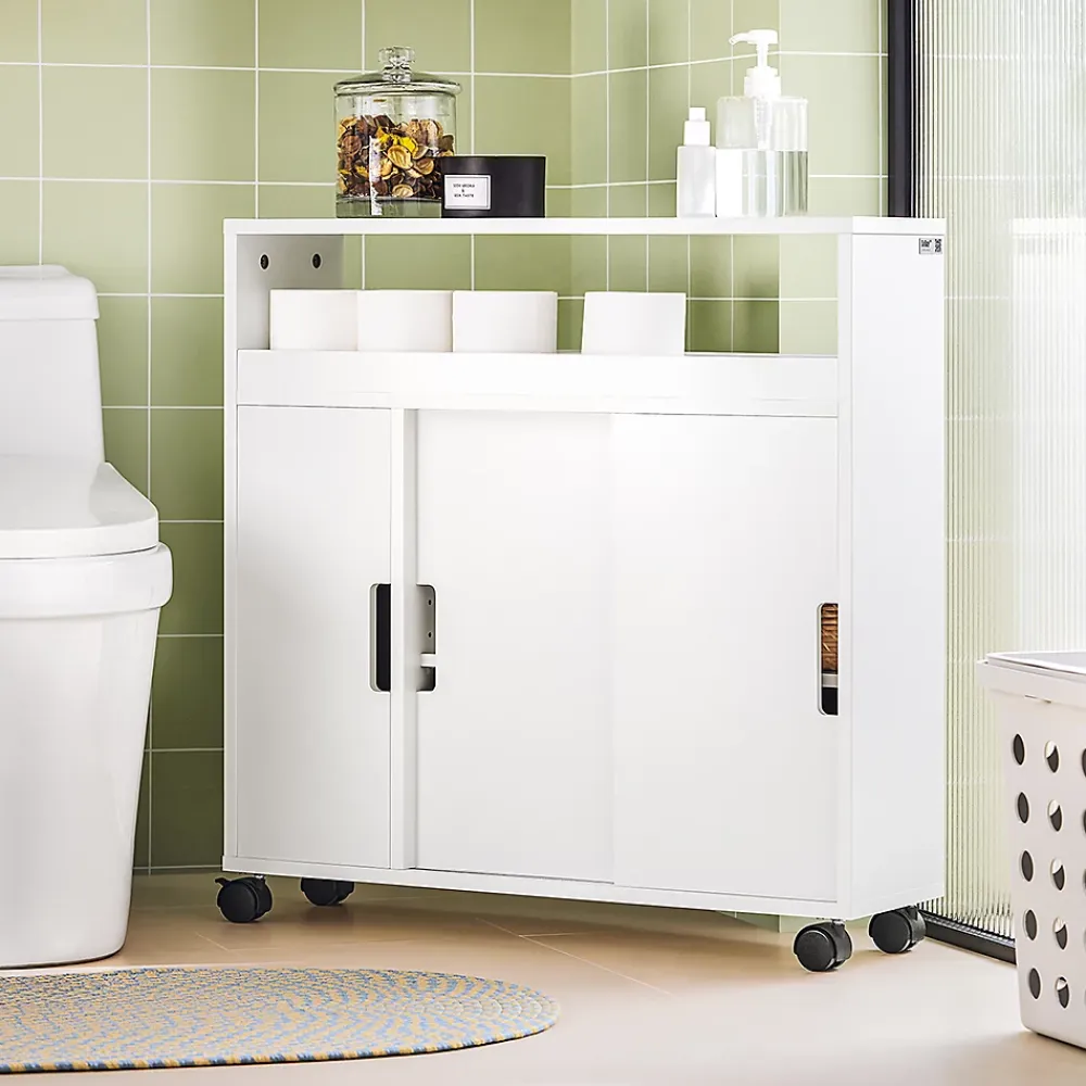 Sobuy Meuble de Rangement Salle de Bain Armoire WC pour Papier Toilette, BZR02-W,