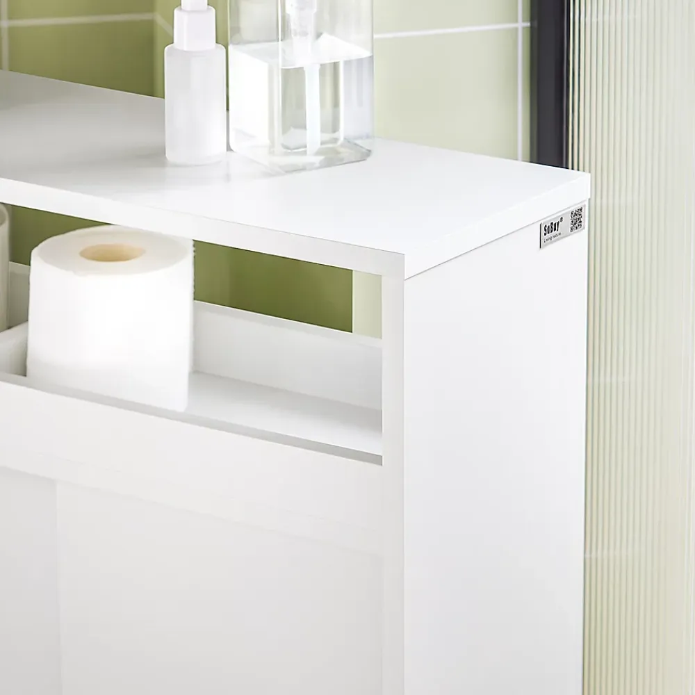Sobuy Meuble de Rangement Salle de Bain Armoire WC pour Papier Toilette, BZR02-W,