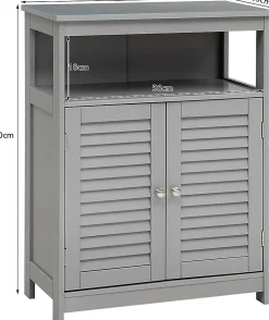 Armoire De Salle De Bains|Meuble De Salle De Bains Faible Profondeur|Giantex Meuble de Rangement sur Pieds Armoire de Salle de Bain en MDF avec 2 Portes a Volets et Etagere Reglable