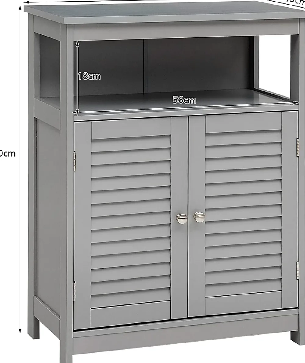 Armoire De Salle De Bains|Meuble De Salle De Bains Faible Profondeur|Giantex Meuble de Rangement sur Pieds Armoire de Salle de Bain en MDF avec 2 Portes a Volets et Etagere Reglable