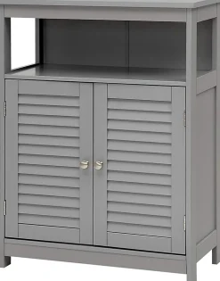 Armoire De Salle De Bains|Meuble De Salle De Bains Faible Profondeur|Giantex Meuble de Rangement sur Pieds Armoire de Salle de Bain en MDF avec 2 Portes a Volets et Etagere Reglable