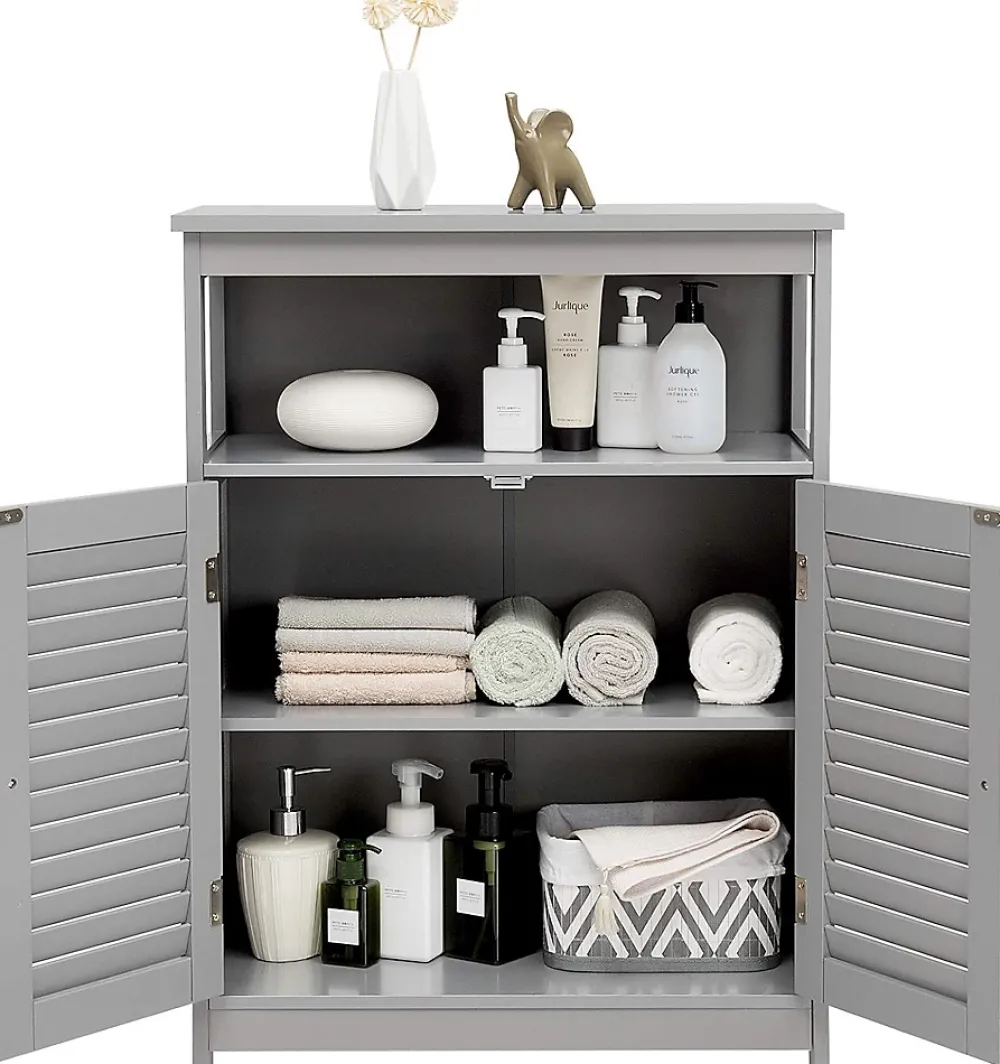 Armoire De Salle De Bains|Meuble De Salle De Bains Faible Profondeur|Giantex Meuble de Rangement sur Pieds Armoire de Salle de Bain en MDF avec 2 Portes a Volets et Etagere Reglable