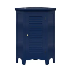 Armoire De Salle De Bains|Teamson Home Meuble de rangement sur pied effet bois bleu porte persienne