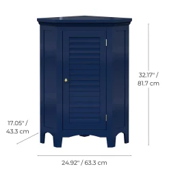 Armoire De Salle De Bains|Teamson Home Meuble de rangement sur pied effet bois bleu porte persienne