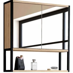 Armoire De Salle De Bains|Meuble De Salle De Bains Faible Profondeur|IDMarket Meuble de rangement suspendu avec miroir pour salle de bain DETROIT design industriel