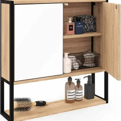 Armoire De Salle De Bains|Meuble De Salle De Bains Faible Profondeur|IDMarket Meuble de rangement suspendu avec miroir pour salle de bain DETROIT design industriel