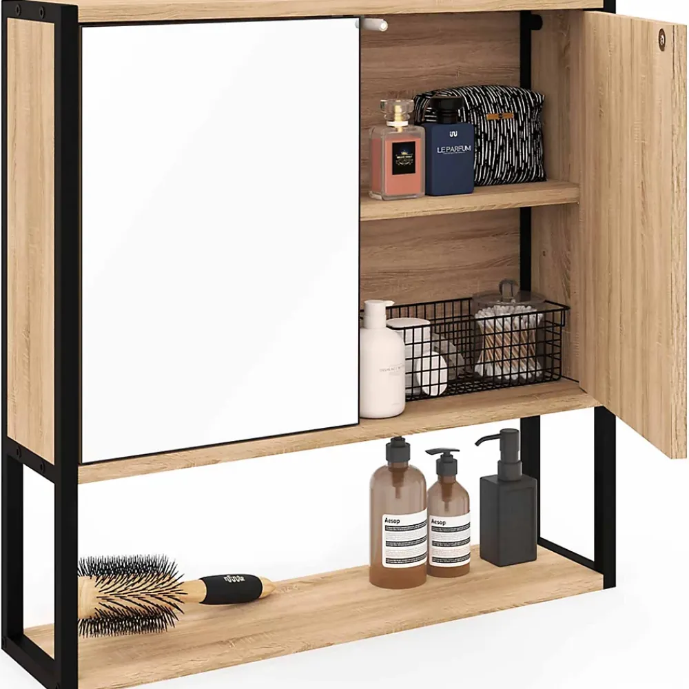 Armoire De Salle De Bains|Meuble De Salle De Bains Faible Profondeur|IDMarket Meuble de rangement suspendu avec miroir pour salle de bain DETROIT design industriel