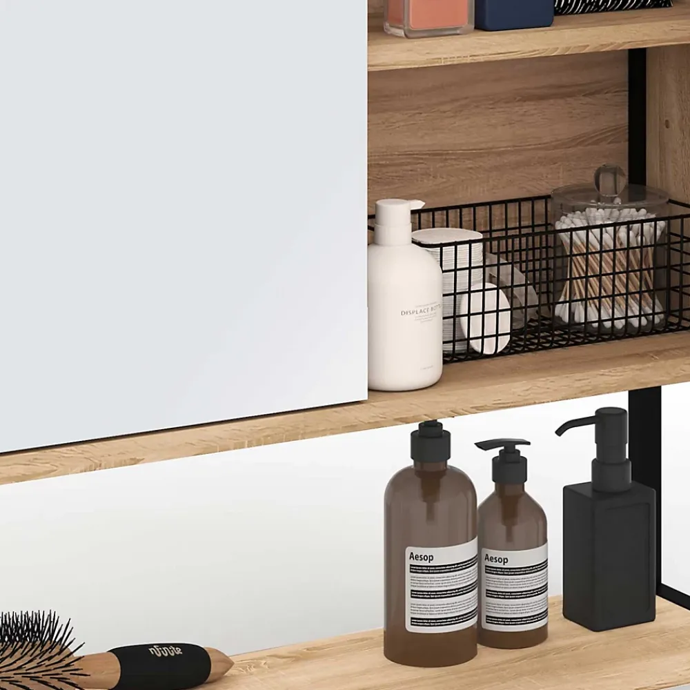 Armoire De Salle De Bains|Meuble De Salle De Bains Faible Profondeur|IDMarket Meuble de rangement suspendu avec miroir pour salle de bain DETROIT design industriel