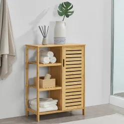 Etagère Salle De Bains|Meuble De Salle De Bains Faible Profondeur|[En.Casa] Meuble de rangement Vetlanda avec étagère pour salle de bain bambou en.casa