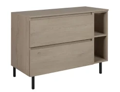 3xE Living Meuble de salle de bain 100 cm (80+20) avec plan de travail supérieur + pieds meuble, Couleur: Chêne Foncé, 100 x 46 x 80,7 cm