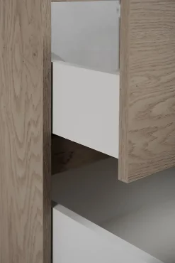 3xE Living Meuble de salle de bain 100 cm (80+20) avec plan de travail supérieur + pieds meuble, Couleur: Chêne Foncé, 100 x 46 x 80,7 cm