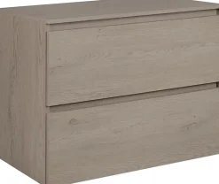 Lave-Mains|3xE Living Meuble de salle de bain 80 cm avec plan de travail supérieur + pieds meuble, Couleur: Chêne Foncé, 80 x 46 x 80,7 cm