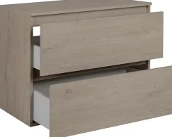 Lave-Mains|3xE Living Meuble de salle de bain 80 cm avec plan de travail supérieur + pieds meuble, Couleur: Chêne Foncé, 80 x 46 x 80,7 cm