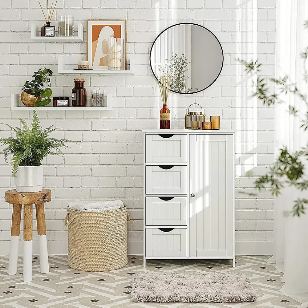 Calicosy Meuble de salle de bain 1 Porte 4 Tiroirs - L55 cm