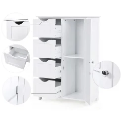 Calicosy Meuble de salle de bain 1 Porte 4 Tiroirs - L55 cm