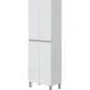 Generic Meuble de salle de bain - double colonne - Blanc brillant - 4 portes - L60 x P35 x H182 cm - DESTAL