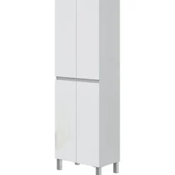 Generic Meuble de salle de bain - double colonne - Blanc brillant - 4 portes - L60 x P35 x H182 cm - DESTAL