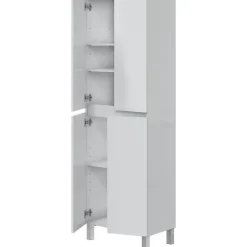 Generic Meuble de salle de bain - double colonne - Blanc brillant - 4 portes - L60 x P35 x H182 cm - DESTAL