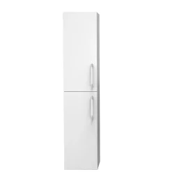AICA Sanitaire Meuble de salle de bain 2 portes, colonne de salle de bain 30x27x142 cm, armoire murale blanche,