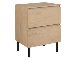 3xE Living Meuble de salle de bain 60 cm avec plan de travail supérieur + pieds meuble, Couleur : Chêne Clair, 60 x 46 x 80,7 cm