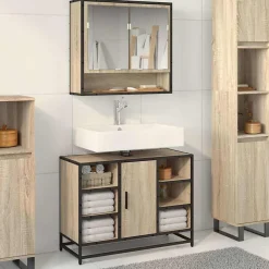 Vidaxl Meuble de salle de bain avec lavabo Chêne Sonoma 80 x 33 x 60 cm Bois d'ingénierie