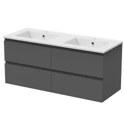 AICA Sanitaire Meuble de salle de bain anthracite 120cm, suspendu avec 4 tiroirs