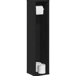 Vidaxl Meuble de salle de bain avec porte-rouleau noir 20,5x20x90 cm