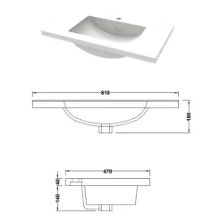 Meuble Vasque|AICA Sanitaire Meuble de salle de bain avec lavabo, 80 cm, 2 tiroirs avec fermeture amortie, meuble suspendu blanc
