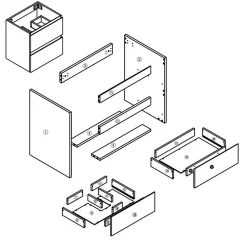 Meuble Sous-Vasque|AICA Sanitaire Meuble de salle de bain anthracite 50cm, suspendu avec 2 tiroirs