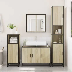 Meuble Wc|Vidaxl Meuble de salle de bain avec lavabo Chêne Sonoma 90 x 33 x 60 cm Bois d'ingénierie