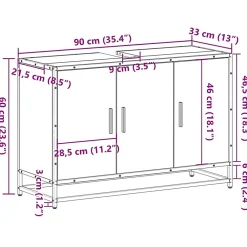Meuble Wc|Vidaxl Meuble de salle de bain avec lavabo Chêne Sonoma 90 x 33 x 60 cm Bois d'ingénierie