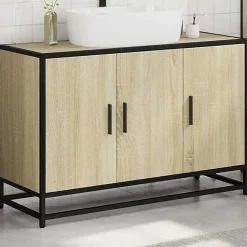 Meuble Wc|Vidaxl Meuble de salle de bain avec lavabo Chêne Sonoma 90 x 33 x 60 cm Bois d'ingénierie