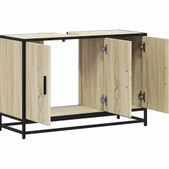Meuble Wc|Vidaxl Meuble de salle de bain avec lavabo Chêne Sonoma 90 x 33 x 60 cm Bois d'ingénierie