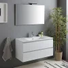 Ensemble Meuble De Salle De Bains|Kiamami Valentina Meuble De Salle De Bain Avec Tiroirs 100Cm Lavabo Et Miroir Blanc Brillant - Benaco